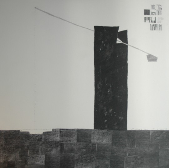 Fantana lui Nicu, grafit colaj panza, 100. 100 cm