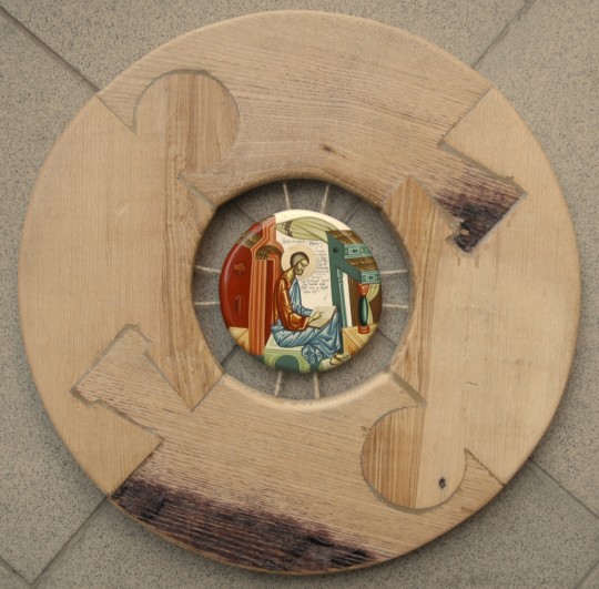 Evanghelistul Marcu – tempera lemn sfoara – 40 cm, diametru