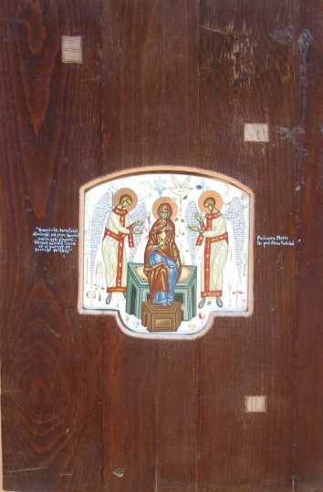 Maica Domnului in gradina – tempera lemn – 48, 37 cm